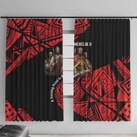 Menelik II Window Curtain with Adwa Victory Map, Africa Defeated an Empire Text and Red Geometric - Wonder Print Shop