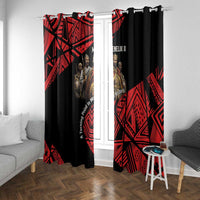 Menelik II Window Curtain with Adwa Victory Map, Africa Defeated an Empire Text and Red Geometric - Wonder Print Shop