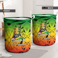 Menelik II Laundry Basket with Crowned Portrait, Ethiopia Never Colonized Text and Pan-African Abstract - Wonder Print Shop