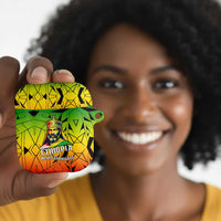 Menelik II AirPods Case with Crowned Portrait, Ethiopia Never Colonized Text and Pan-African Abstract - Wonder Print Shop