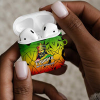 Menelik II AirPods Case with Crowned Portrait, Ethiopia Never Colonized Text and Pan-African Abstract - Wonder Print Shop