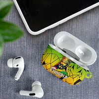 Menelik II AirPods Case with Crowned Portrait, Ethiopia Never Colonized Text and Pan-African Abstract - Wonder Print Shop