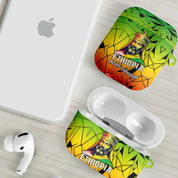 Menelik II AirPods Case with Crowned Portrait, Ethiopia Never Colonized Text and Pan-African Abstract - Wonder Print Shop