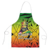 Menelik II Apron with Crowned Portrait, Ethiopia Never Colonized Text and Pan-African Abstract - Wonder Print Shop
