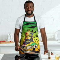 Menelik II Apron with Crowned Portrait, Ethiopia Never Colonized Text and Pan-African Abstract - Wonder Print Shop