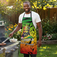 Menelik II Apron with Crowned Portrait, Ethiopia Never Colonized Text and Pan-African Abstract - Wonder Print Shop