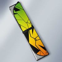 Menelik II Auto Sun Shade with Crowned Portrait, Ethiopia Never Colonized Text and Pan-African Abstract - Wonder Print Shop