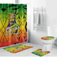Menelik II Bathroom Set with Crowned Portrait, Ethiopia Never Colonized Text and Pan-African Abstract - Wonder Print Shop