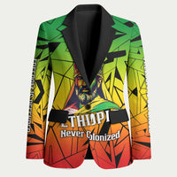 Menelik II Blazer with Crowned Portrait, Ethiopia Never Colonized Text and Pan-African Abstract - Wonder Print Shop