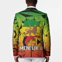 Menelik II Blazer with Crowned Portrait, Ethiopia Never Colonized Text and Pan-African Abstract - Wonder Print Shop