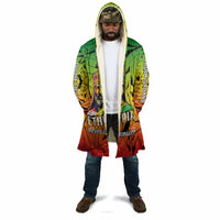 Menelik II Cloak with Crowned Portrait, Ethiopia Never Colonized Text and Pan-African Abstract - Wonder Print Shop