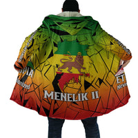 Menelik II Cloak with Crowned Portrait, Ethiopia Never Colonized Text and Pan-African Abstract - Wonder Print Shop