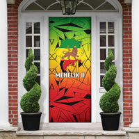 Menelik II Door Cover with Crowned Portrait, Ethiopia Never Colonized Text and Pan-African Abstract - Wonder Print Shop