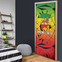 Menelik II Door Cover with Crowned Portrait, Ethiopia Never Colonized Text and Pan-African Abstract - Wonder Print Shop
