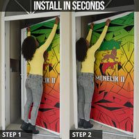 Menelik II Door Cover with Crowned Portrait, Ethiopia Never Colonized Text and Pan-African Abstract - Wonder Print Shop