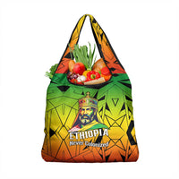 Menelik II Grocery Bag with Crowned Portrait, Ethiopia Never Colonized Text and Pan-African Abstract - Wonder Print Shop
