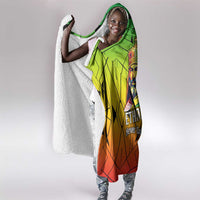 Menelik II Hooded Blanket with Crowned Portrait, Ethiopia Never Colonized Text and Pan-African Abstract - Wonder Print Shop