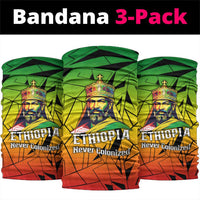 Menelik II Neck Gaiter with Crowned Portrait, Ethiopia Never Colonized Text and Pan-African Abstract - Wonder Print Shop