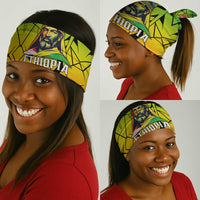 Menelik II Neck Gaiter with Crowned Portrait, Ethiopia Never Colonized Text and Pan-African Abstract - Wonder Print Shop