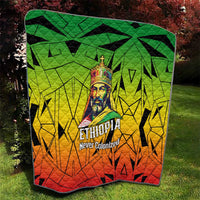 Menelik II Quilt with Crowned Portrait, Ethiopia Never Colonized Text and Pan-African Abstract - Wonder Print Shop