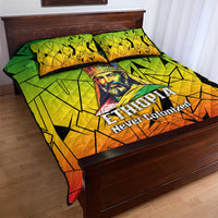 Menelik II Quilt Bed Set with Crowned Portrait, Ethiopia Never Colonized Text and Pan-African Abstract - Wonder Print Shop