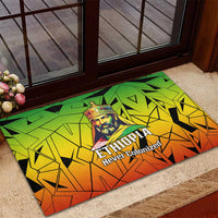 Menelik II Rubber Doormat with Crowned Portrait, Ethiopia Never Colonized Text and Pan-African Abstract - Wonder Print Shop