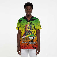 Menelik II Scrub Top with Crowned Portrait, Ethiopia Never Colonized Text and Pan-African Abstract - Wonder Print Shop