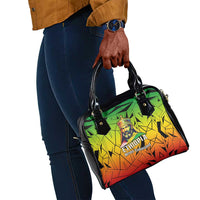 Menelik II Shoulder Handbag with Crowned Portrait, Ethiopia Never Colonized Text and Pan-African Abstract - Wonder Print Shop