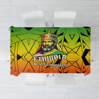 Menelik II Tablecloth with Crowned Portrait, Ethiopia Never Colonized Text and Pan-African Abstract - Wonder Print Shop