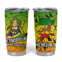 Menelik II Tumbler Cup with Crowned Portrait, Ethiopia Never Colonized Text and Pan-African Abstract - Wonder Print Shop
