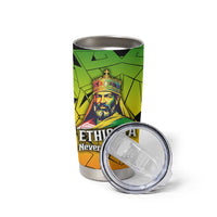 Menelik II Tumbler Cup with Crowned Portrait, Ethiopia Never Colonized Text and Pan-African Abstract - Wonder Print Shop