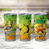 Menelik II Tumbler Cup with Crowned Portrait, Ethiopia Never Colonized Text and Pan-African Abstract - Wonder Print Shop
