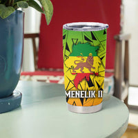 Menelik II Tumbler Cup with Crowned Portrait, Ethiopia Never Colonized Text and Pan-African Abstract - Wonder Print Shop