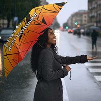 Menelik II Umbrella with Crowned Portrait, Ethiopia Never Colonized Text and Pan-African Abstract - Wonder Print Shop