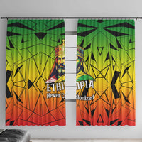 Menelik II Window Curtain with Crowned Portrait, Ethiopia Never Colonized Text and Pan-African Abstract - Wonder Print Shop