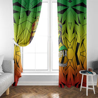 Menelik II Window Curtain with Crowned Portrait, Ethiopia Never Colonized Text and Pan-African Abstract - Wonder Print Shop