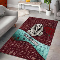Hatshepsut Area Rug with Pharaoh Bust Illustration, Female Pharaoh Title and Egyptian Hieroglyph - Wonder Print Shop
