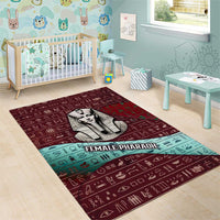 Hatshepsut Area Rug with Pharaoh Bust Illustration, Female Pharaoh Title and Egyptian Hieroglyph - Wonder Print Shop