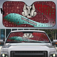 Hatshepsut Auto Sun Shade with Pharaoh Bust Illustration, Female Pharaoh Title and Egyptian Hieroglyph - Wonder Print Shop