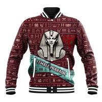 Hatshepsut Baseball Jacket with Pharaoh Bust Illustration, Female Pharaoh Title and Egyptian Hieroglyph - Wonder Print Shop