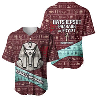 Hatshepsut Baseball Jersey with Pharaoh Bust Illustration, Female Pharaoh Title and Egyptian Hieroglyph - Wonder Print Shop