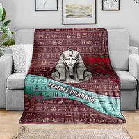 Hatshepsut Blanket with Pharaoh Bust Illustration, Female Pharaoh Title and Egyptian Hieroglyph - Wonder Print Shop