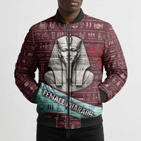 Hatshepsut Bomber Puffer Jacket with Pharaoh Bust Illustration, Female Pharaoh Title and Egyptian Hieroglyph - Wonder Print Shop