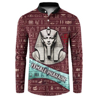 Hatshepsut Button Sweatshirt with Pharaoh Bust Illustration, Female Pharaoh Title and Egyptian Hieroglyph