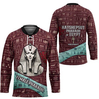 Hatshepsut Hockey Jersey with Pharaoh Bust Illustration, Female Pharaoh Title and Egyptian Hieroglyph - Wonder Print Shop