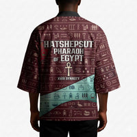 Hatshepsut Kimono with Pharaoh Bust Illustration, Female Pharaoh Title and Egyptian Hieroglyph - Wonder Print Shop