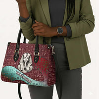 Hatshepsut Leather Bag with Pharaoh Bust Illustration, Female Pharaoh Title and Egyptian Hieroglyph - Wonder Print Shop