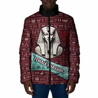 Hatshepsut Padded Jacket with Pharaoh Bust Illustration, Female Pharaoh Title and Egyptian Hieroglyph - Wonder Print Shop