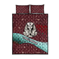 Hatshepsut Quilt Bed Set with Pharaoh Bust Illustration, Female Pharaoh Title and Egyptian Hieroglyph - Wonder Print Shop