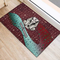 Hatshepsut Rubber Doormat with Pharaoh Bust Illustration, Female Pharaoh Title and Egyptian Hieroglyph - Wonder Print Shop